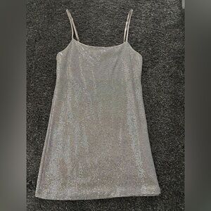 Silver Sequin Mini Dress with lining size Small